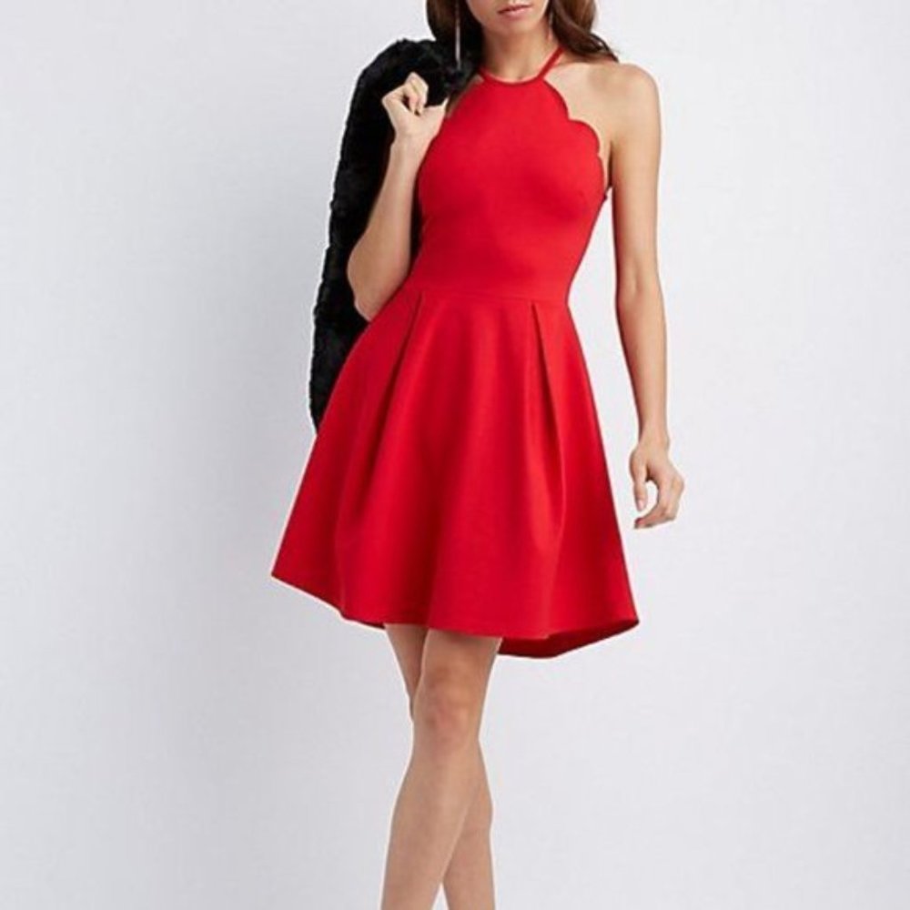 NEW Charlotte Russe Scalloped Bib Skater Dress